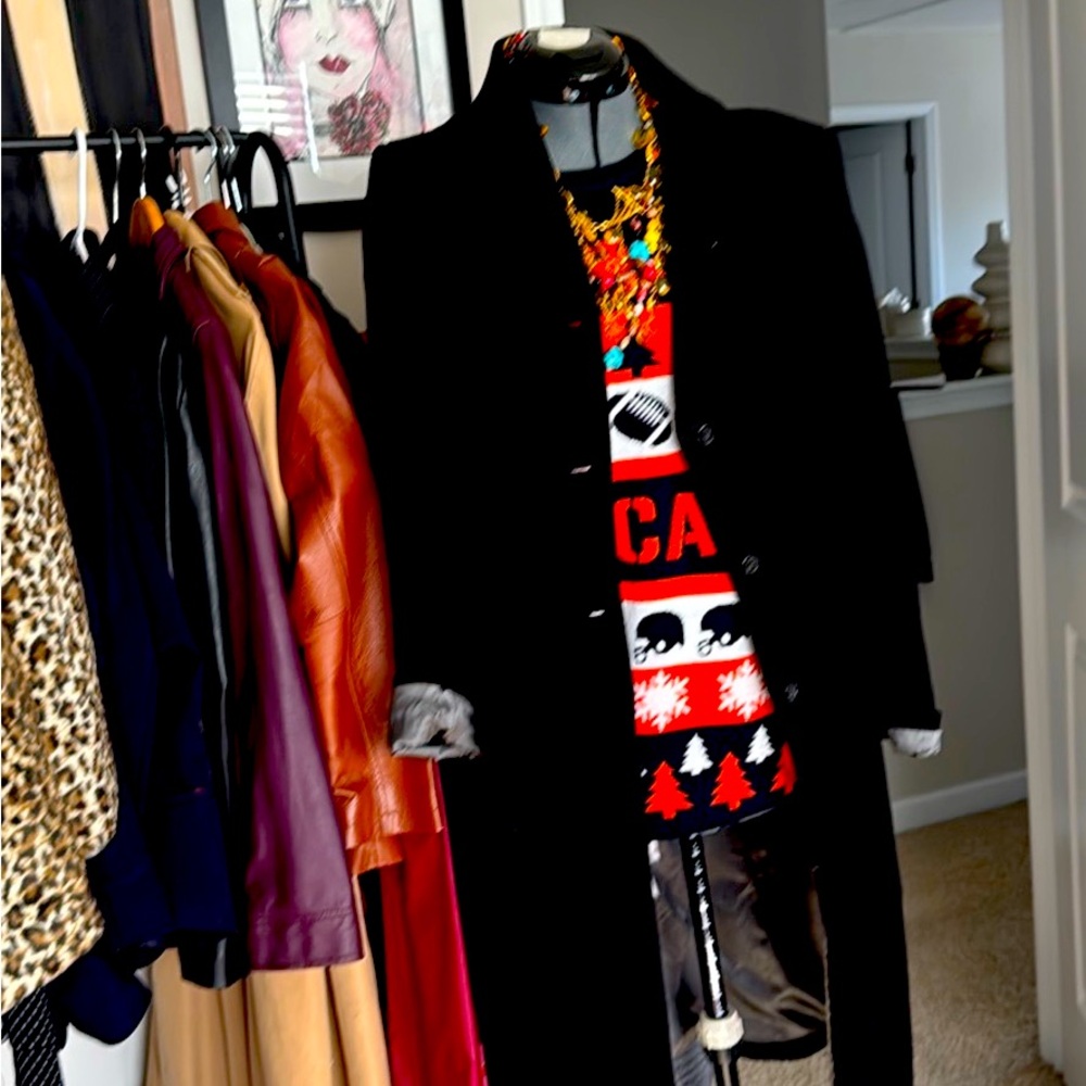 J Crew Black 3/4 Length Silk Line Coat.